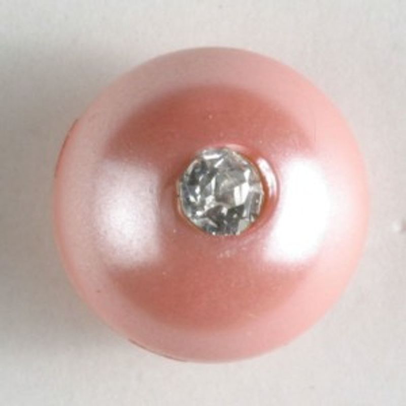 Kuleknapp, 10mm strass,rosa