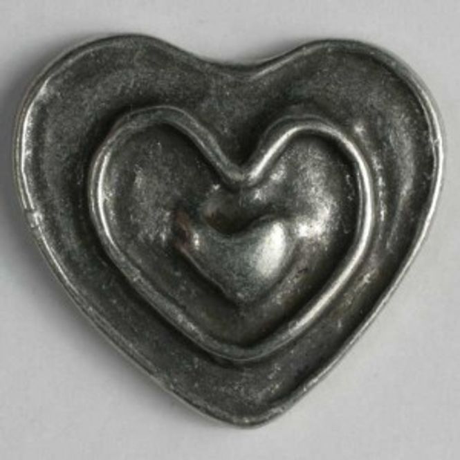 Hovedbilde Sølvknapp, 18mm hjerte antikk